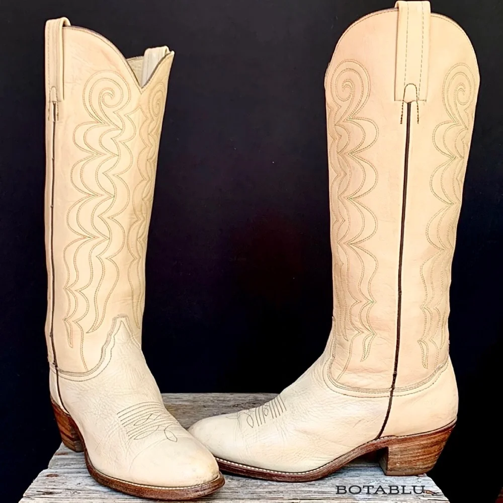 FRYE Vintage Rare Tall Knee High Stitching Cowgirl Cowboy Western Boots Size 9 - Picture 3 of 13